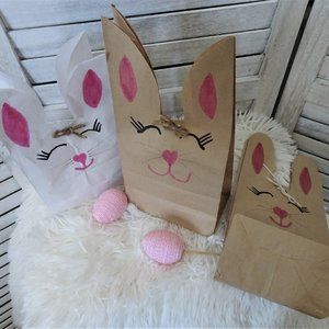 Paper Bunny Easter Gift Bags - Handmade